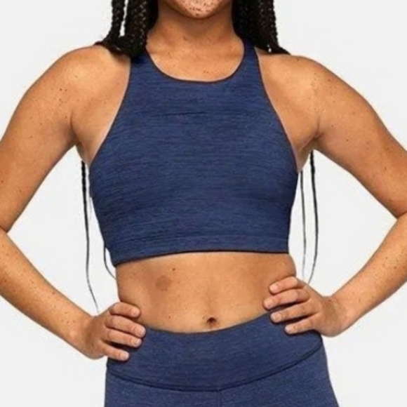 Outdoor Voices Tops - Outdoor Voices Move Free Crop Top Heathered Blue Sports Bra Small Racerback